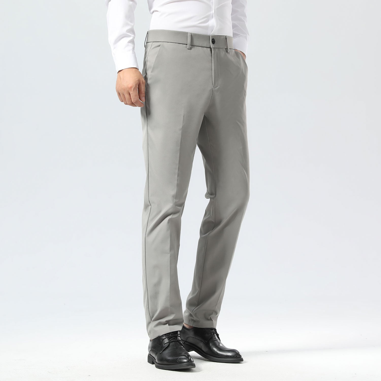 Plaid&Plain Iron Grey Men's Dress Pants | Slim Fit Stretch Comfy Dress Pants