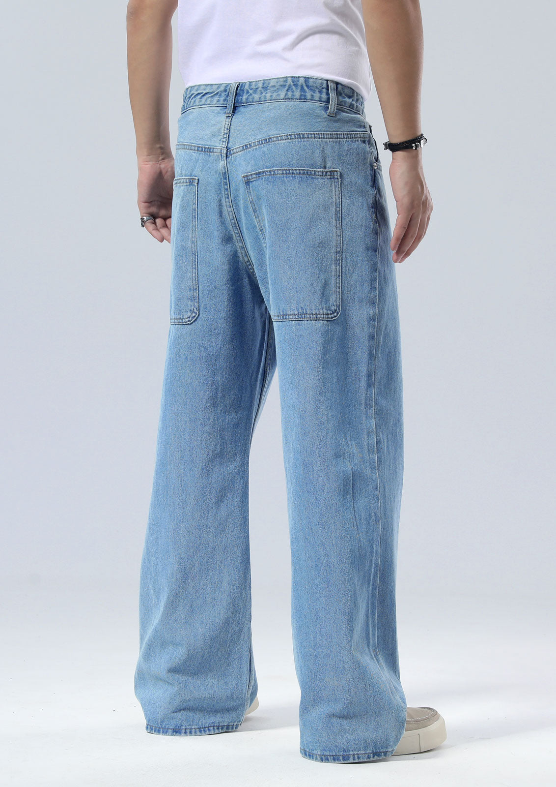 Plaid&Plain Men's Antique Baggy Jeans |  Wide Leg Denim Pants for Hip Hop & Skateboarding