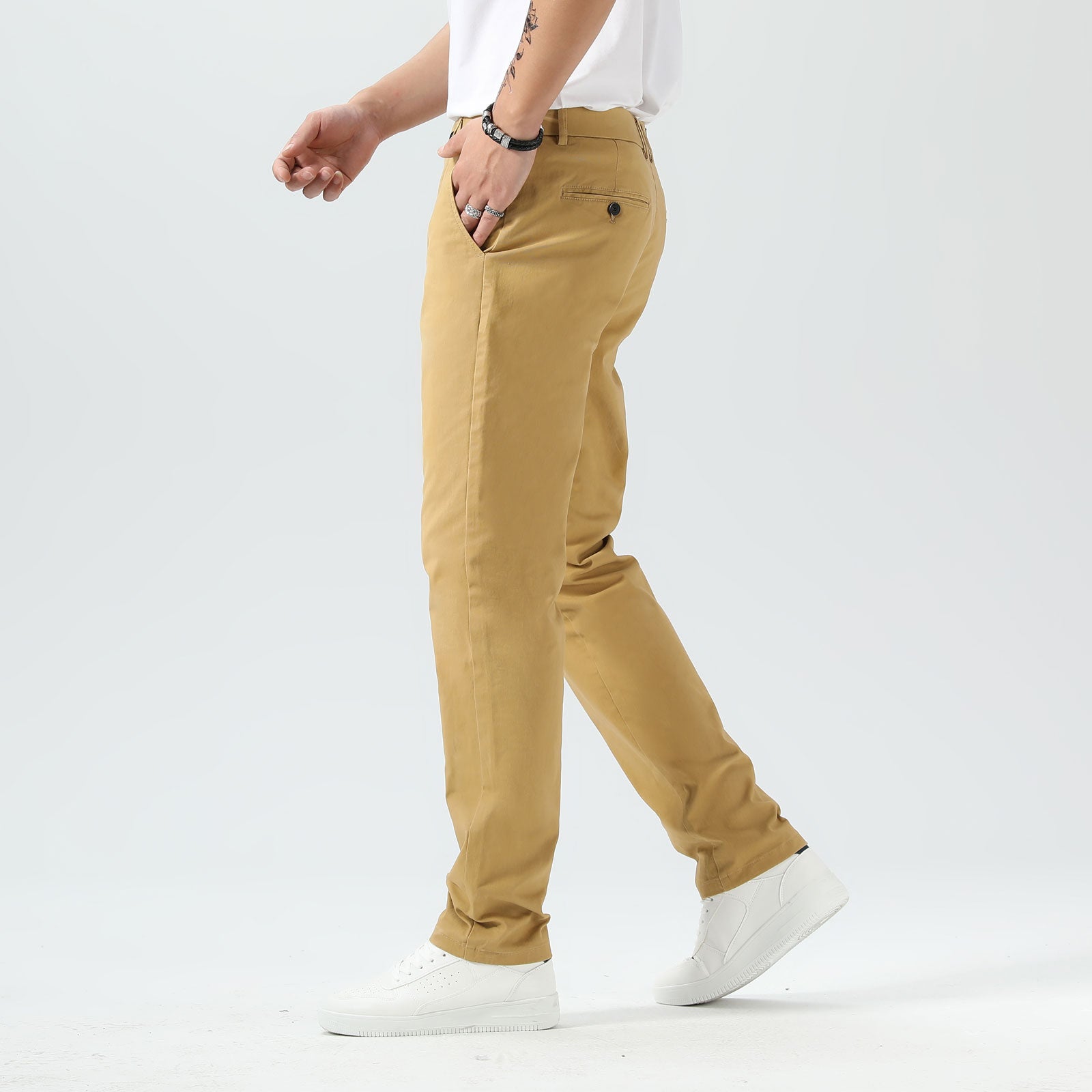 Plaid&Plain Khaki Men’s Slim Fit Chinos| Men’s Tapered Chino Pants