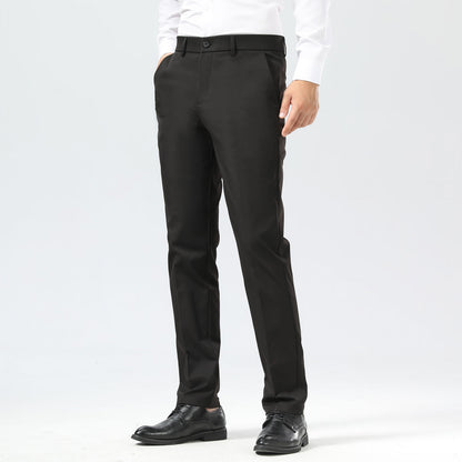 Plaid&Plain Black Men's Dress Pants | Slim Fit Stretch Comfy Dress Pants
