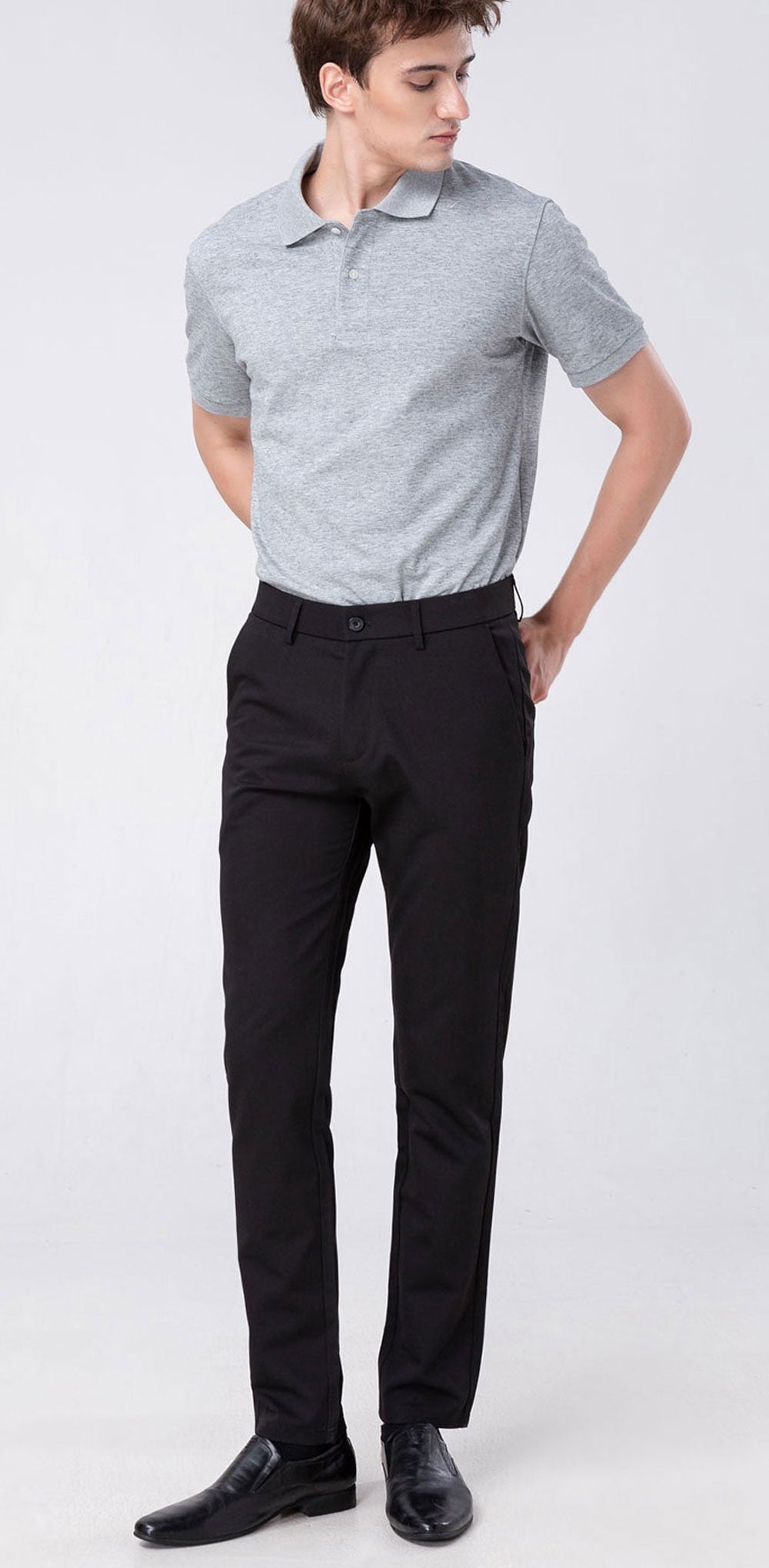 Plaid&Plain Black Men’s Slim - Fit Dress Pants | Stretch Dress Pants
