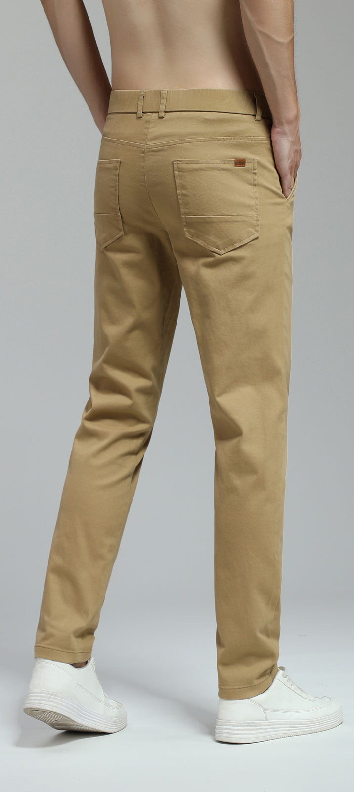 Plaid&Plain Men's British Khaki Skinny Chinos | Slacks Tapered Trousers Suit Pants
