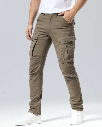 Plaid&Plain Men's Burly Wood Slim Fit Cargo Pants | Tactical Utility with Articulated Knees | Outdoor Hiking & Workwear