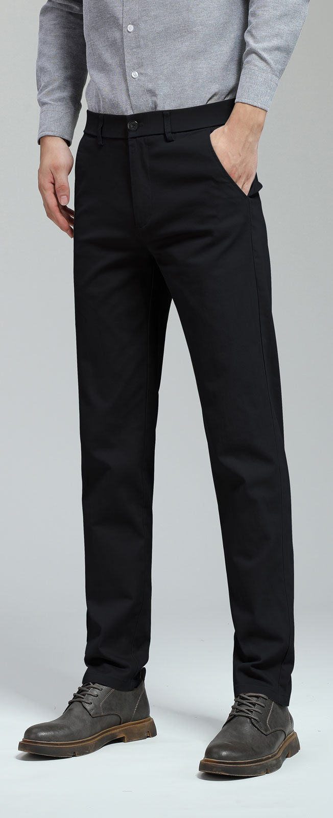 Plaid&Plain Men's Black Skinny Chinos | Slacks Tapered Trousers Suit Pants