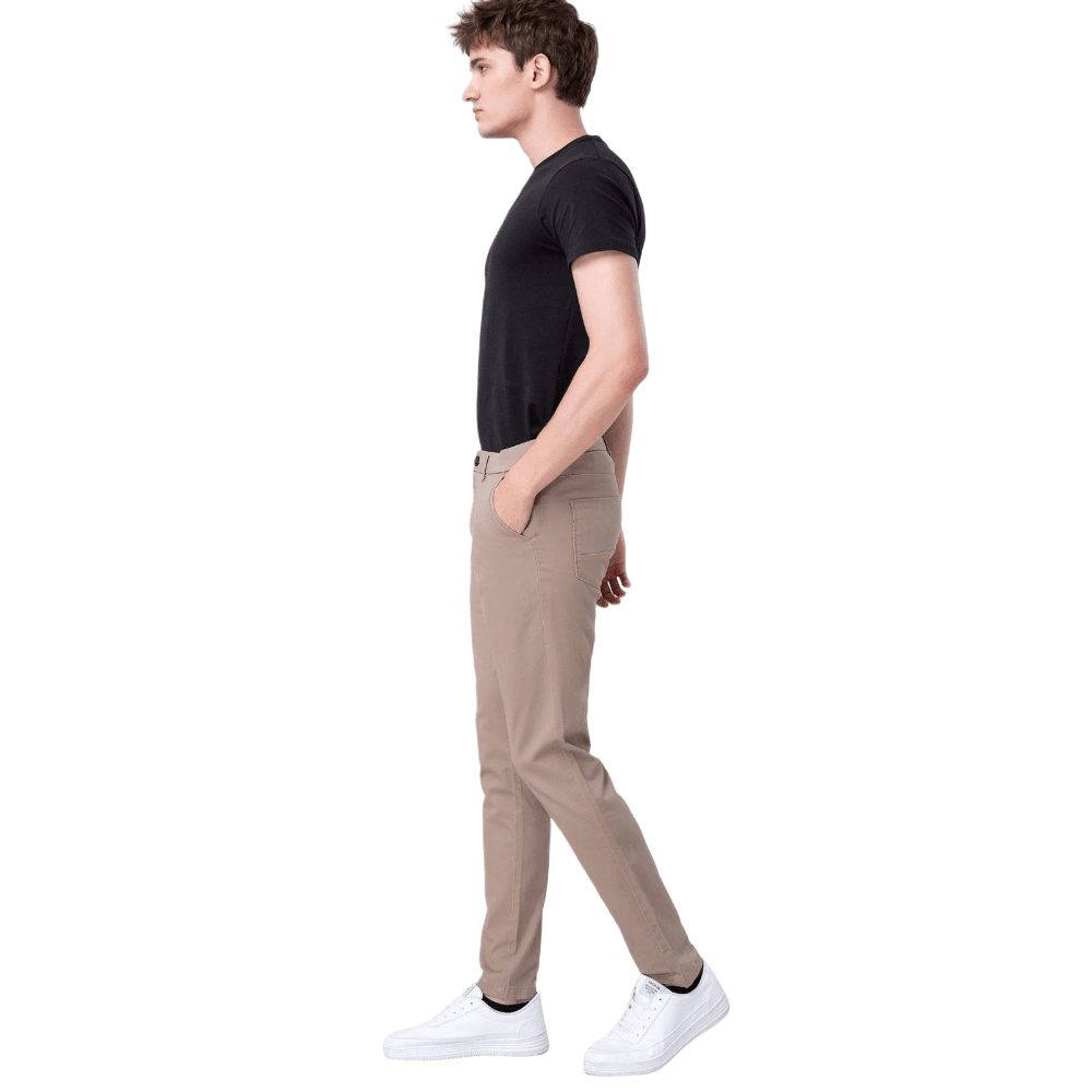 Plaid&Plain Men's Taupe Skinny Chinos | Slacks Tapered Trousers Suit Pants - Plaid&Plain-819-Taupe-27X28