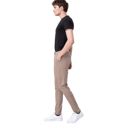 Plaid&Plain Men's Taupe Skinny Chinos | Slacks Tapered Trousers Suit Pants - Plaid&Plain-819-Taupe-27X28
