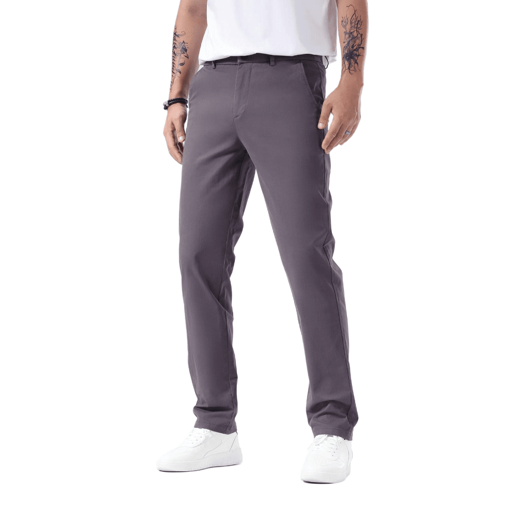 Plaid&Plain Grey Men’s Slim - Fit Chinos| Men’s Tapered Chino Pants - Plaid&Plain-8801-Grey-27X28