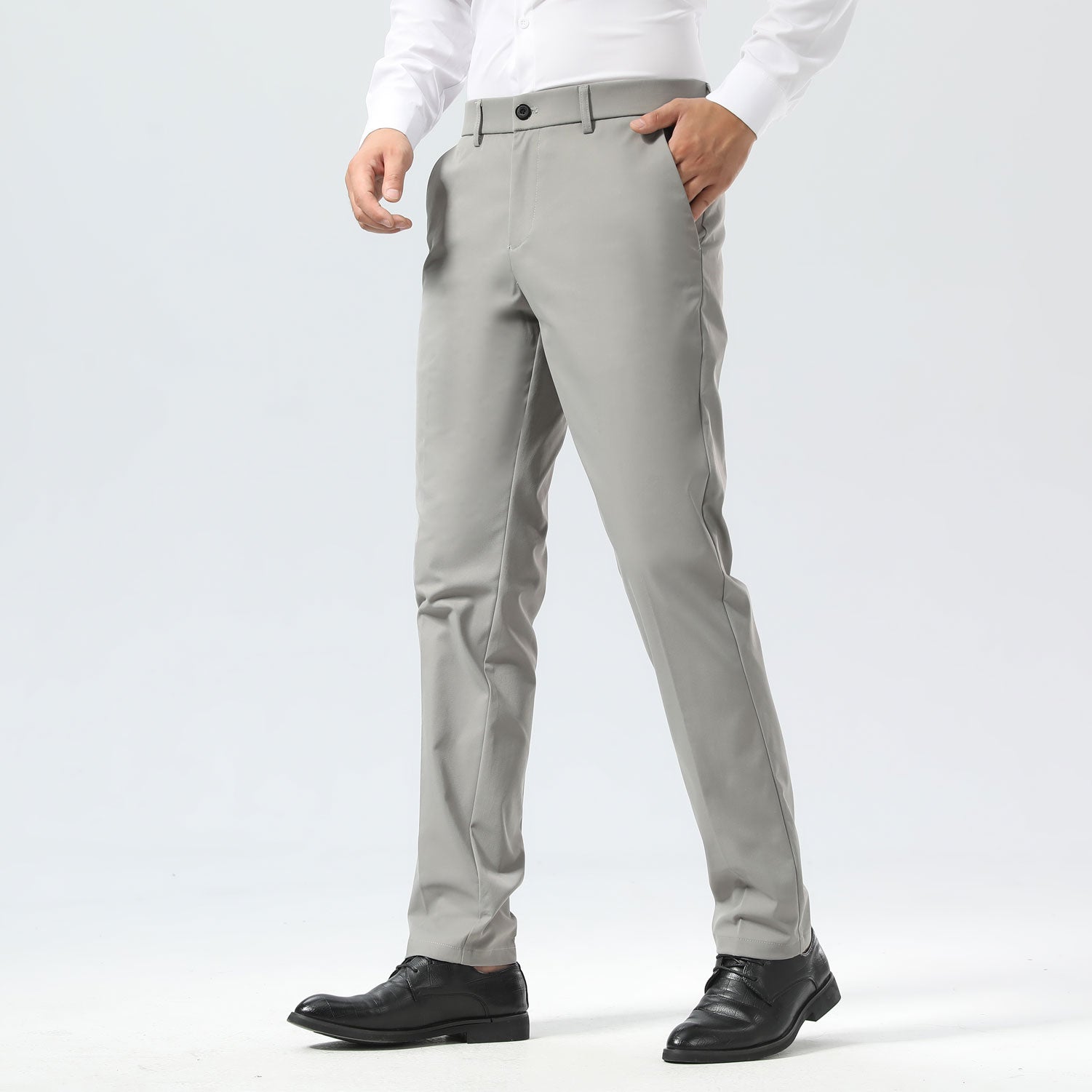 Plaid&Plain Iron Grey Men's Dress Pants | Slim Fit Stretch Comfy Dress Pants
