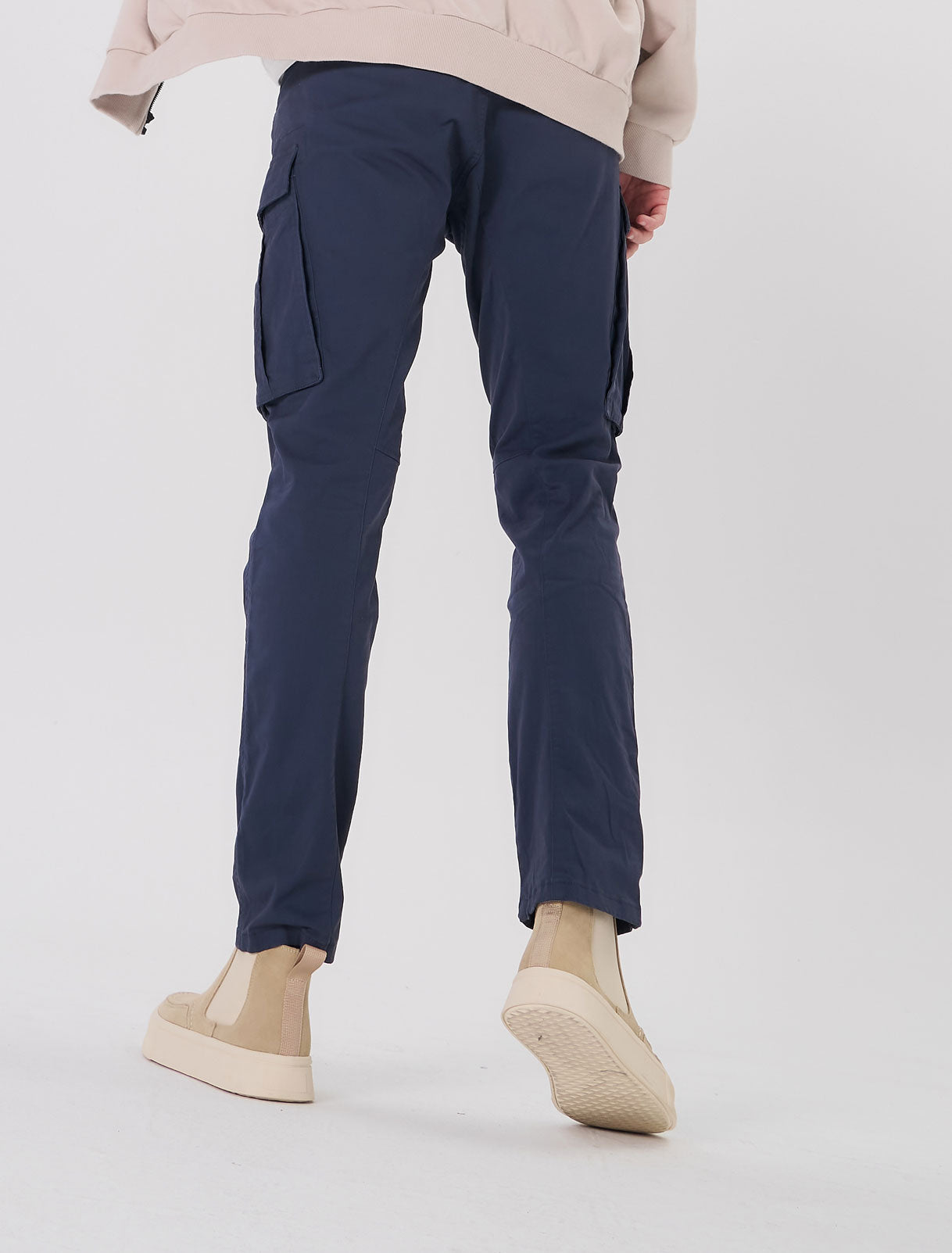Plaid&Plain Men's Pacific Blue Slim Fit Cargo Pants | Tactical Utility with Articulated Knees | Outdoor Hiking & Workwear