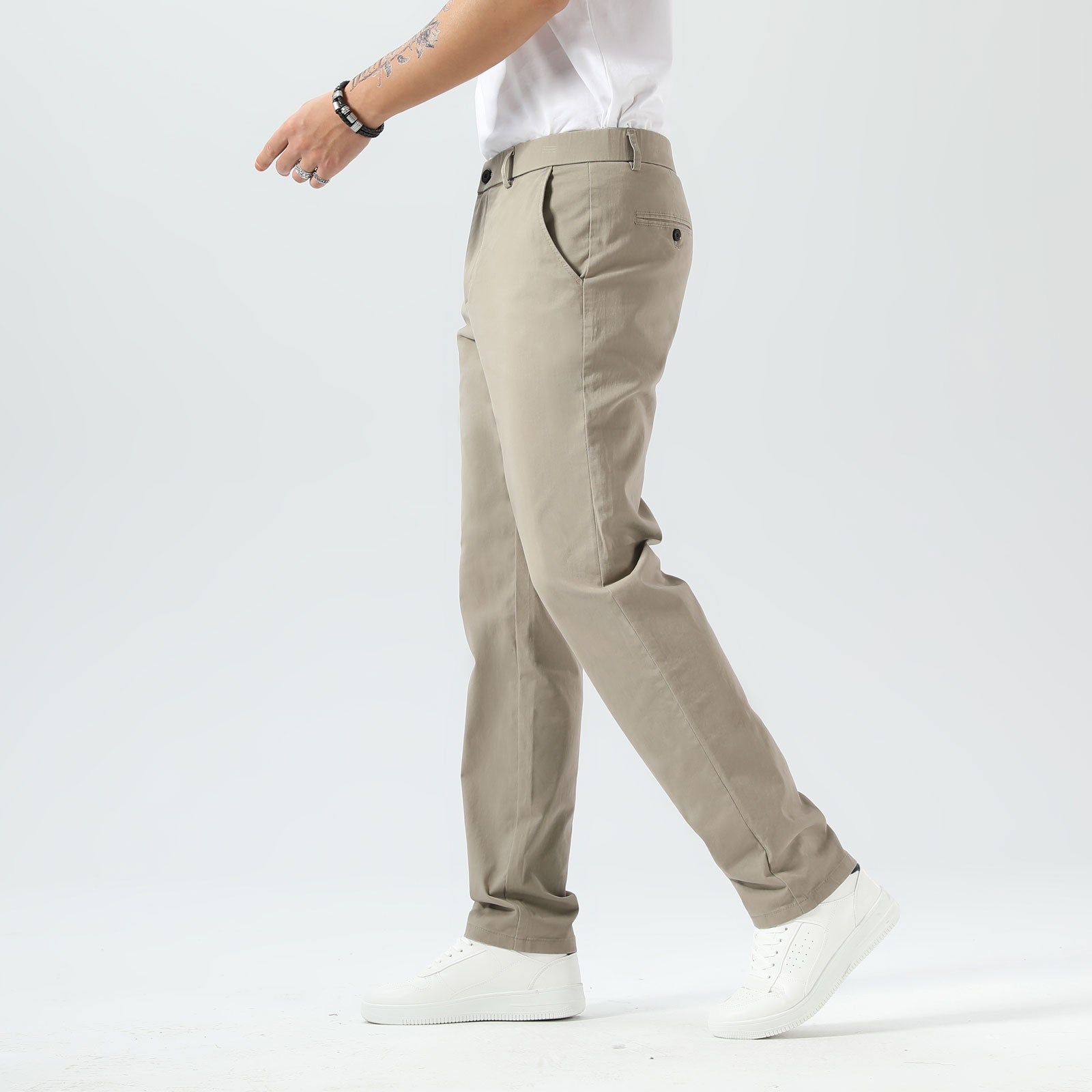Plaid&Plain Taupe Men’s Slim Fit Chinos | Men’s Tapered Chino Pants