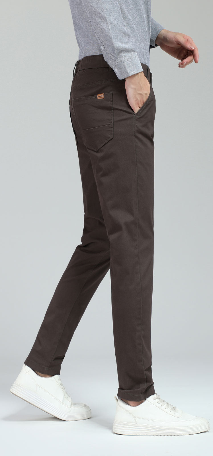 Plaid&Plain Men's Charcoal Skinny Chinos | Slacks Tapered Trousers Suit Pants