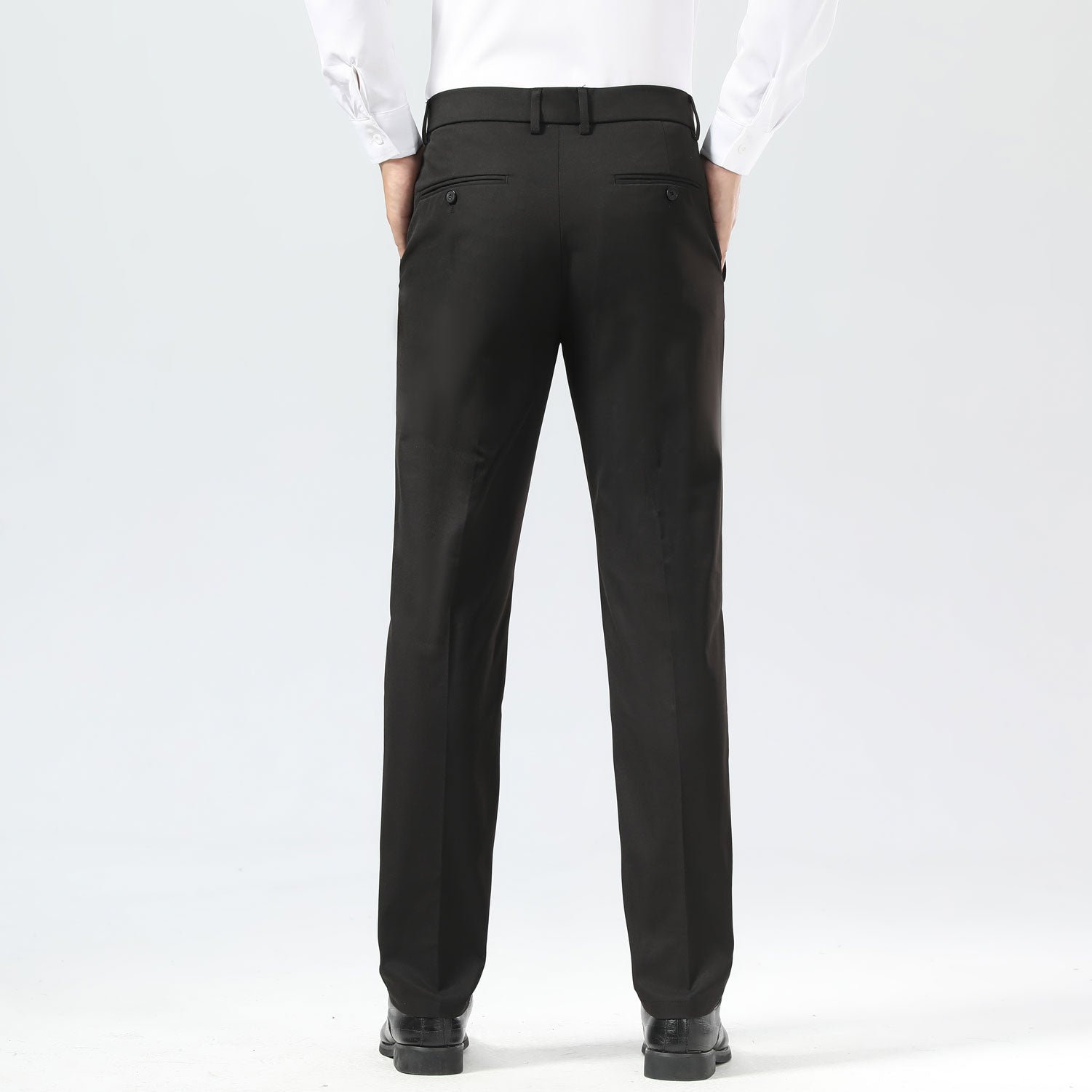 Plaid&Plain Black Men's Dress Pants | Slim Fit Stretch Comfy Dress Pants