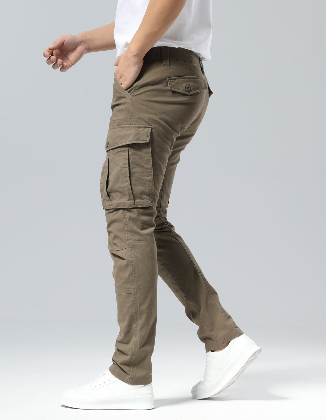 Plaid&Plain Men's Burly Wood Slim Fit Cargo Pants | Tactical Utility with Articulated Knees | Outdoor Hiking & Workwear