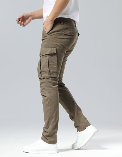 Plaid&Plain Men's Burly Wood Slim Fit Cargo Pants | Tactical Utility with Articulated Knees | Outdoor Hiking & Workwear