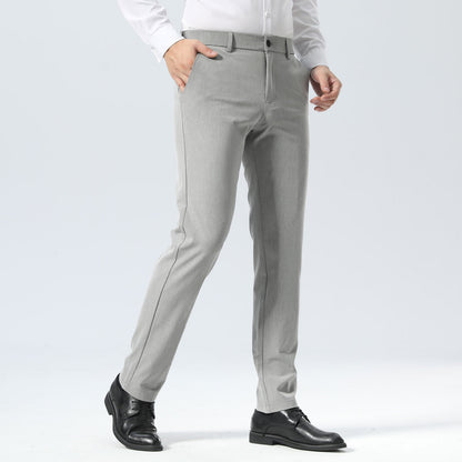 Plaid&Plain Light Heather Grey Men’s Slim - Fit Dress Pants | Stretch Dress Pants