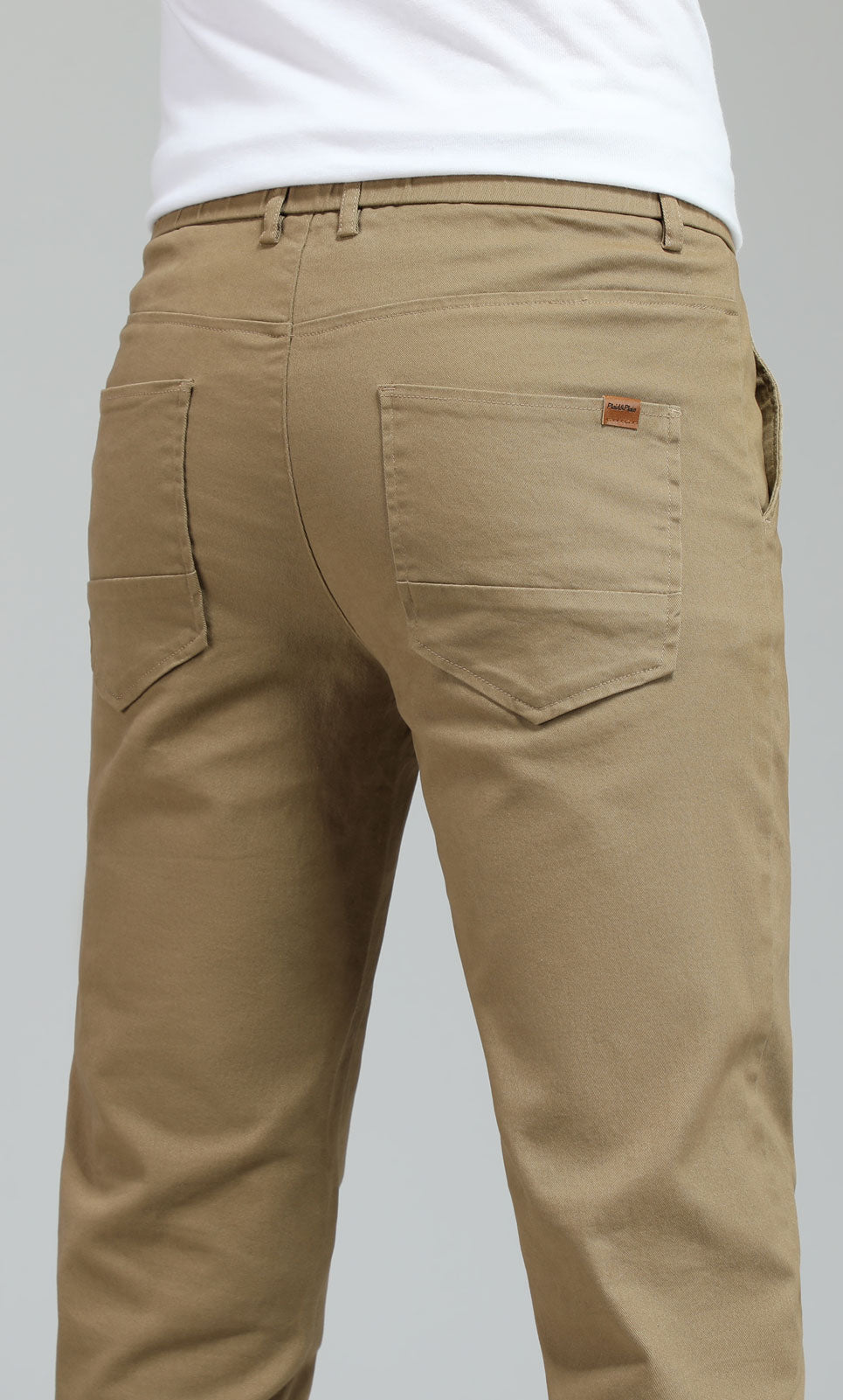 Plaid&Plain Men's Dark Pebble Khaki Skinny Chinos | Slacks Tapered Trousers Suit Pants