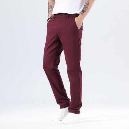 Plaid&Plain Burgundy Men’s Slim - Fit Chinos| Men’s Tapered Chino Pants