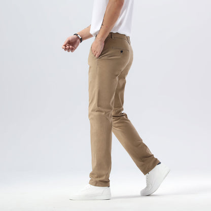 Plaid&Plain Dark Pebble Khaki Men’s Slim - Fit Chinos| Men’s Tapered Chino Pants