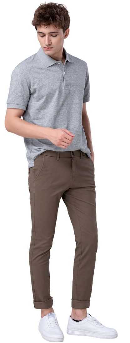 Plaid&Plain Men's Burly Wood Skinny Chinos | Slacks Tapered Trousers Suit Pants