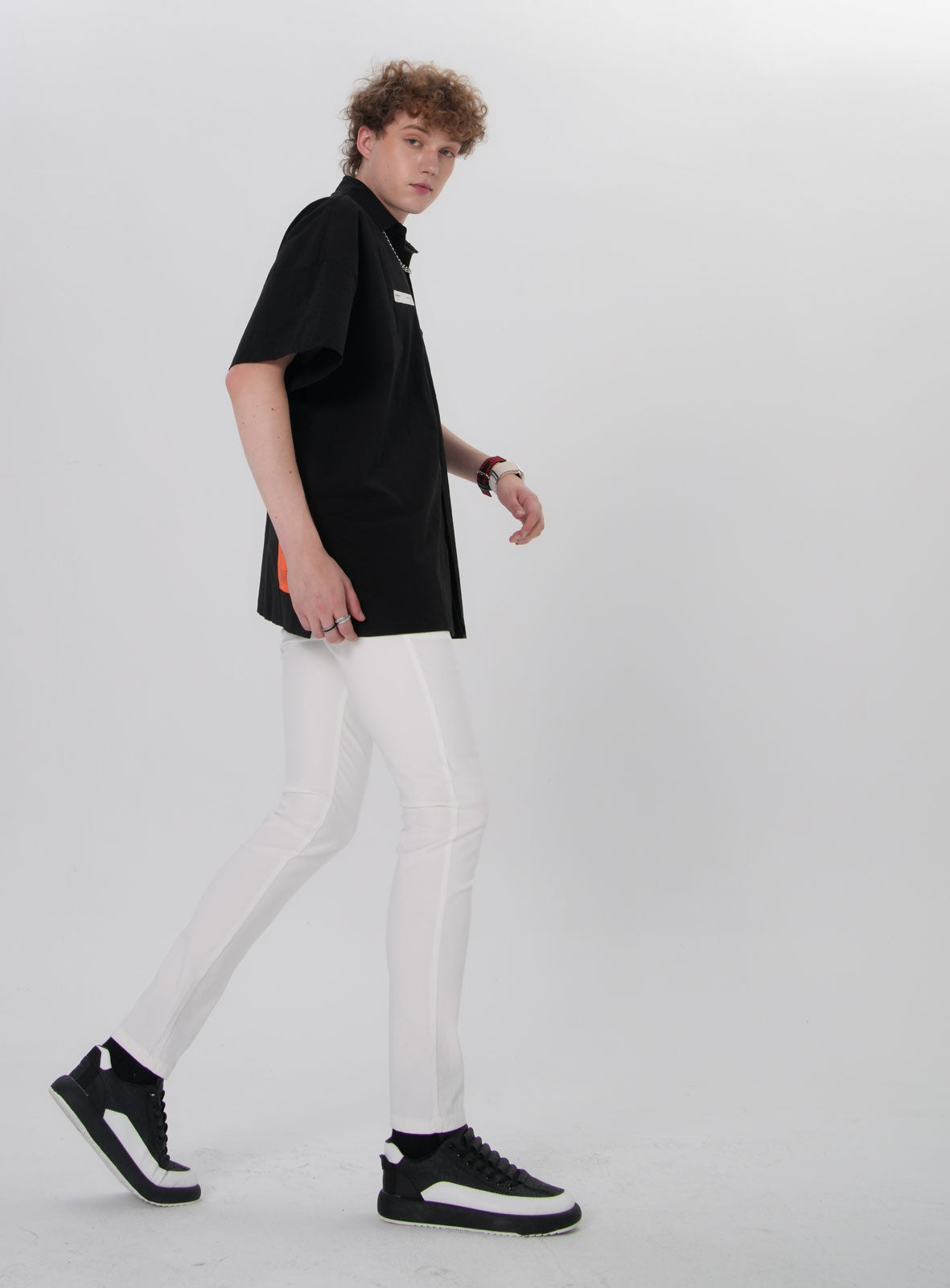 Plaid&Plain Men's White Skinny Stretchy Chinos| Slim Fit Slacks Tapered Trousers