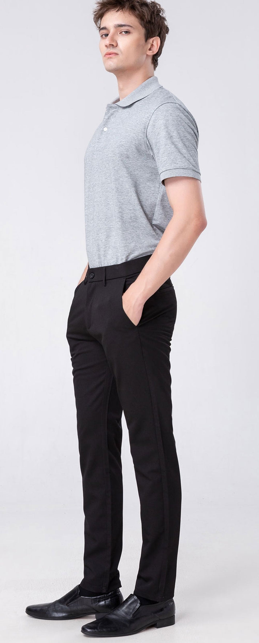 Plaid&Plain Black Men’s Slim - Fit Dress Pants | Stretch Dress Pants
