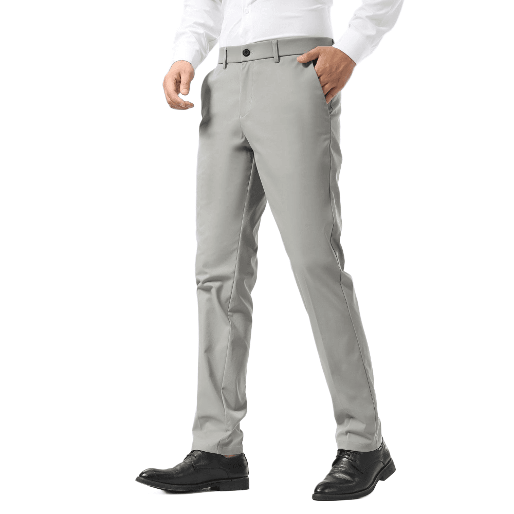 Plaid&Plain Iron Grey Men's Dress Pants | Slim Fit Stretch Comfy Dress Pants - Plaid&Plain-8802-Iron-Grey-28x28