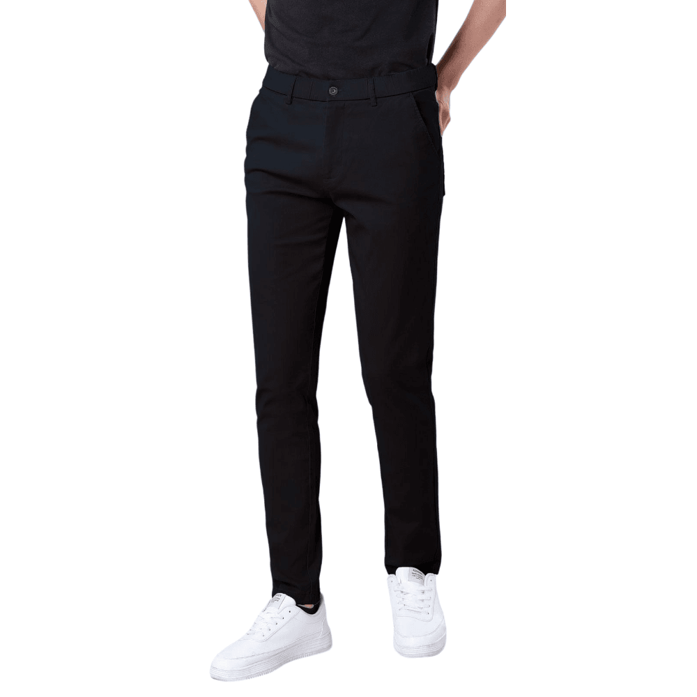 Plaid&Plain Men's Black Skinny Chinos | Slacks Tapered Trousers Suit Pants - Plaid&Plain-819-Black-27X28