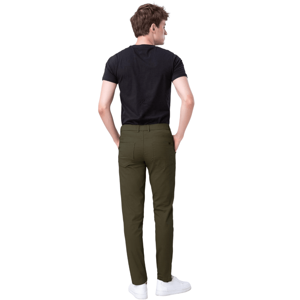 Plaid&Plain Men's Olive Skinny Chinos | Slacks Tapered Trousers Suit Pants - Plaid&Plain-819-Olive-27X28