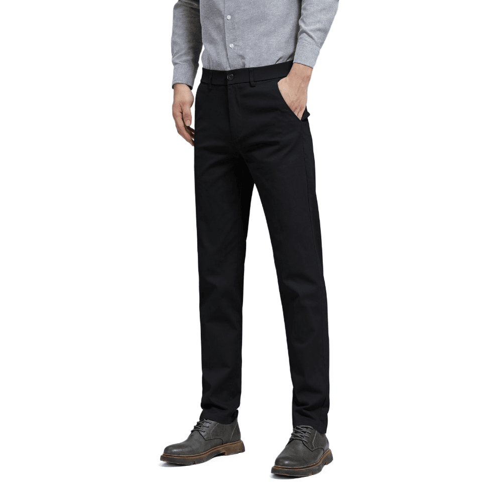 Plaid&Plain Men's Black Skinny Chinos | Slacks Tapered Trousers Suit Pants - Plaid&Plain-819-Black-27X28