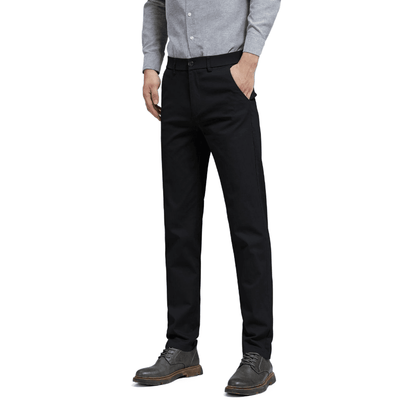 Plaid&Plain Men's Black Skinny Chinos | Slacks Tapered Trousers Suit Pants - Plaid&Plain-819-Black-27X28