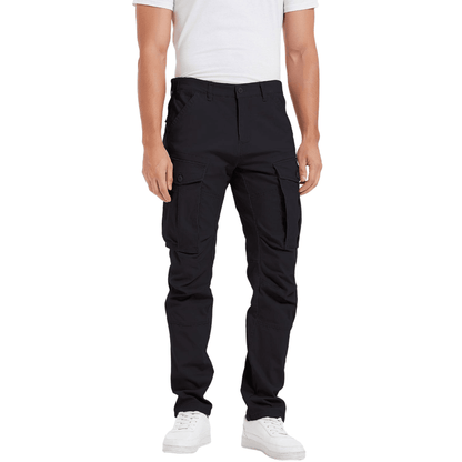 Plaid&Plain Men's Black Slim Fit Cargo Pants | Tactical Utility with Articulated Knees | Outdoor Hiking & Workwear - Plaid&Plain-C804-Black-28X28