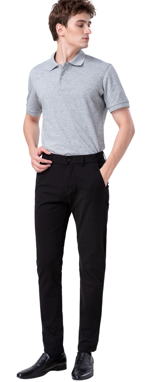 Plaid&Plain Black Men’s Slim - Fit Chinos| Men’s Tapered Chino Pants