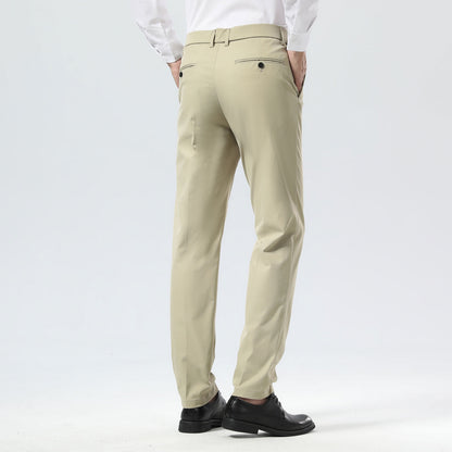 Plaid&Plain Beige Men's Dress Pants | Slim Fit Stretch Comfy Dress Pants