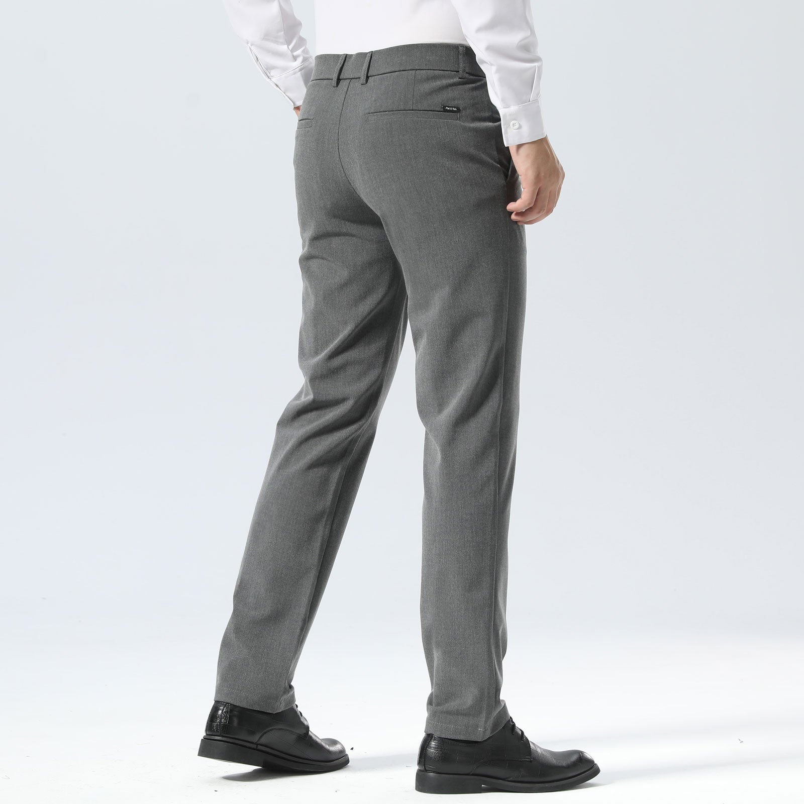 Plaid&Plain Medium Heather Grey Men’s Slim - Fit Dress Pants | Stretch Dress Pants