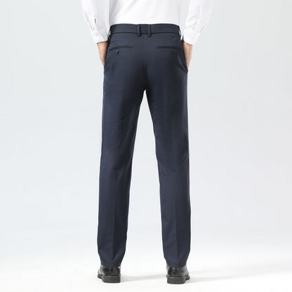 Plaid&Plain Navy Blue Men's Dress Pants | Slim Fit Stretch Comfy Dress Pants