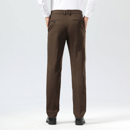 Plaid&Plain Brown Men's Dress Pants | Slim Fit Stretch Comfy Dress Pants