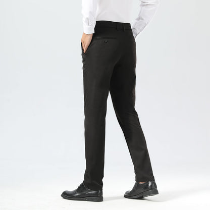 Plaid&Plain Black Men's Dress Pants | Slim Fit Stretch Comfy Dress Pants