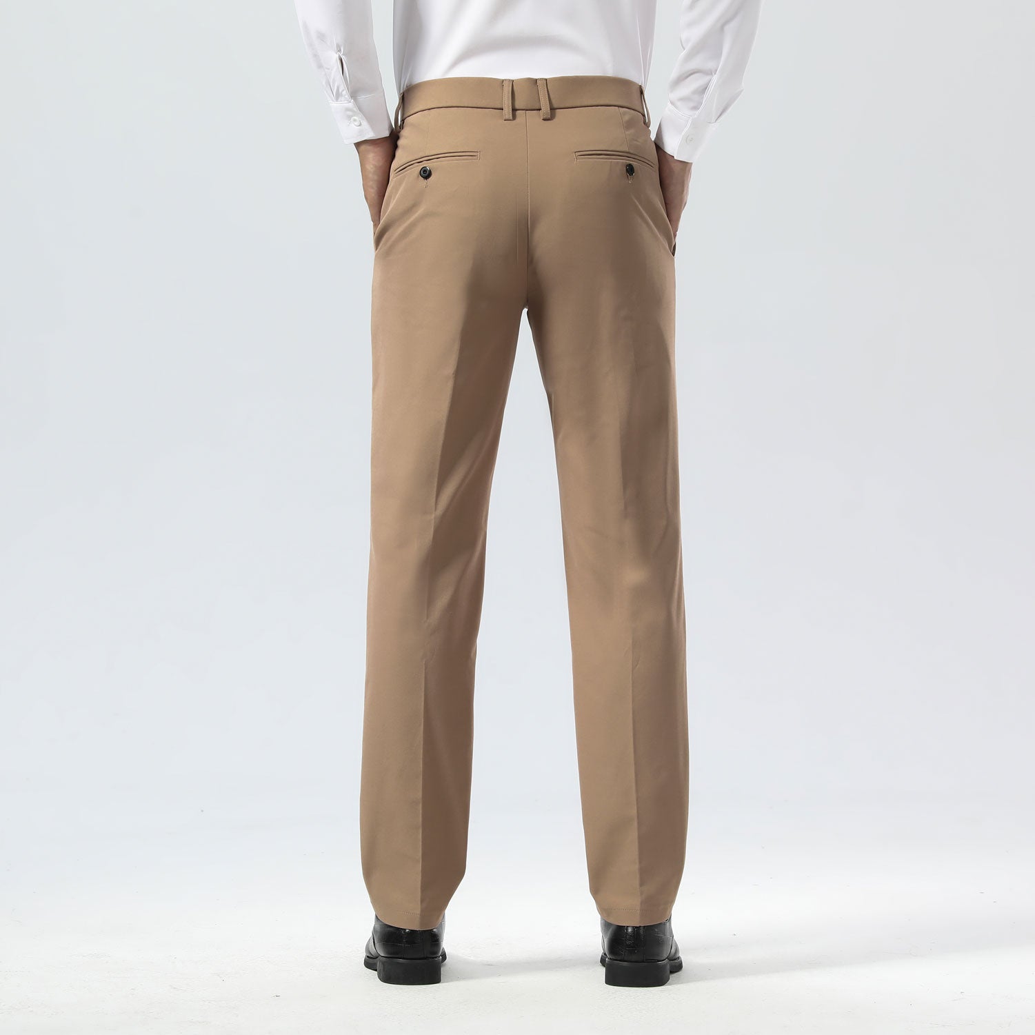 Plaid&Plain Khaki Men's Dress Pants | Slim Fit Stretch Comfy Dress Pants