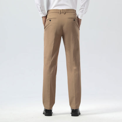 Plaid&Plain Khaki Men's Dress Pants | Slim Fit Stretch Comfy Dress Pants