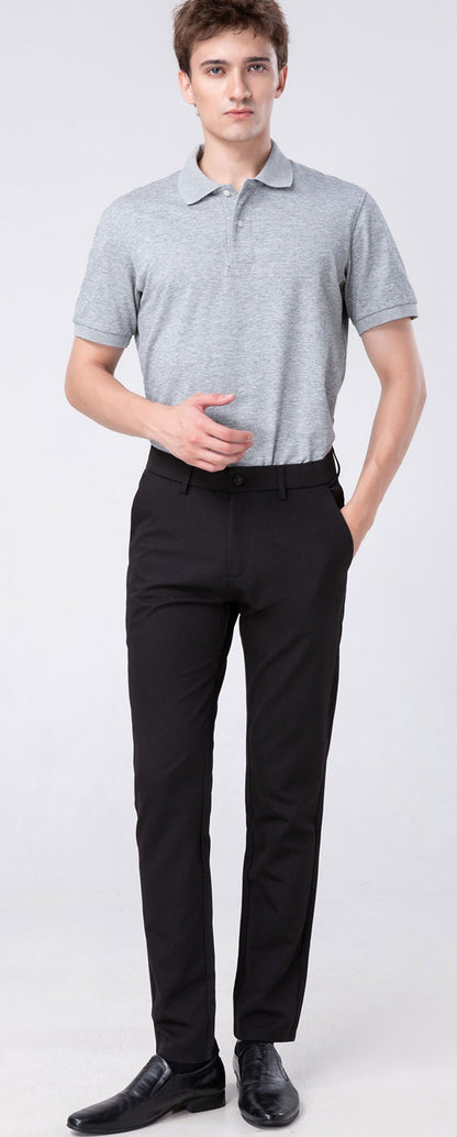Plaid&Plain Black Men’s Slim - Fit Dress Pants | Stretch Dress Pants