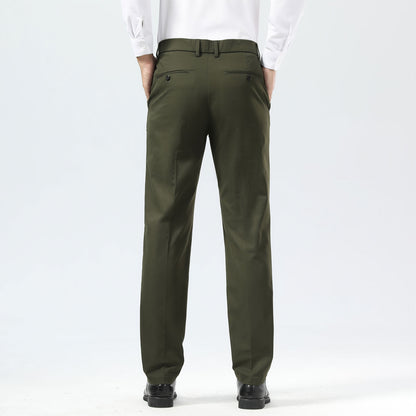 Plaid&Plain Olive Men's Dress Pants | Slim Fit Stretch Comfy Dress Pants