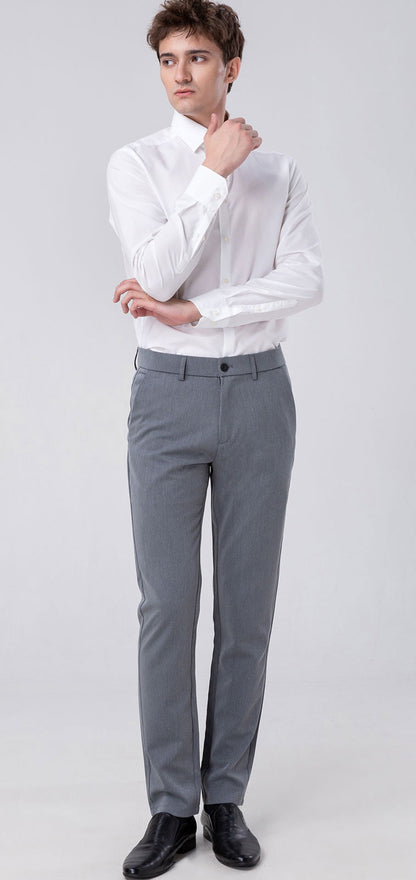 Plaid&Plain Heather Grey Men’s Slim - Fit Dress Pants | Stretch Dress Pants