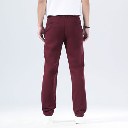 Plaid&Plain Burgundy Men’s Slim - Fit Chinos| Men’s Tapered Chino Pants