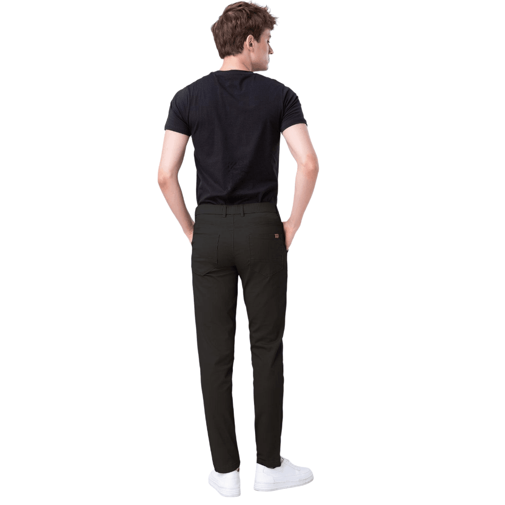 Plaid&Plain Men's Black Skinny Chinos | Slacks Tapered Trousers Suit Pants - Plaid&Plain-819-Black-27X28