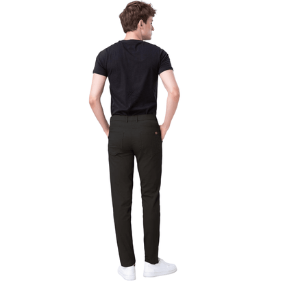 Plaid&Plain Men's Black Skinny Chinos | Slacks Tapered Trousers Suit Pants - Plaid&Plain-819-Black-27X28