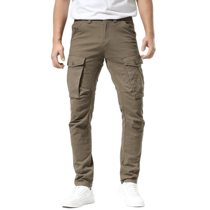 Plaid&Plain Men's Burly Wood Slim Fit Cargo Pants | Tactical Utility with Articulated Knees | Outdoor Hiking & Workwear - Plaid&Plain-C804-Burly Wood-28X28