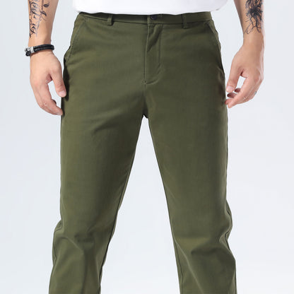 Plaid&Plain Olive Men’s Slim - Fit Chinos| Men’s Tapered Chino Pants