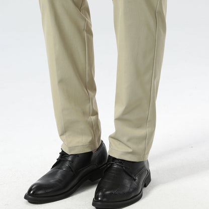 Plaid&Plain Beige Men's Dress Pants | Slim Fit Stretch Comfy Dress Pants