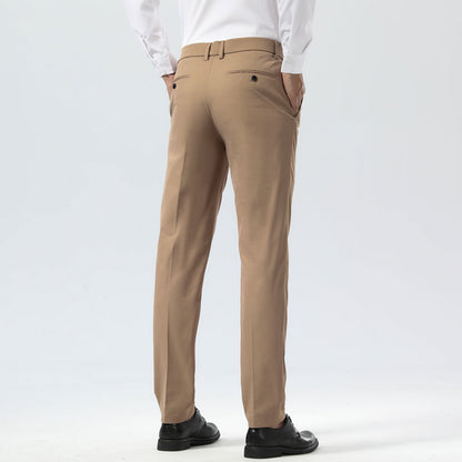 Plaid&Plain Khaki Men's Dress Pants | Slim Fit Stretch Comfy Dress Pants