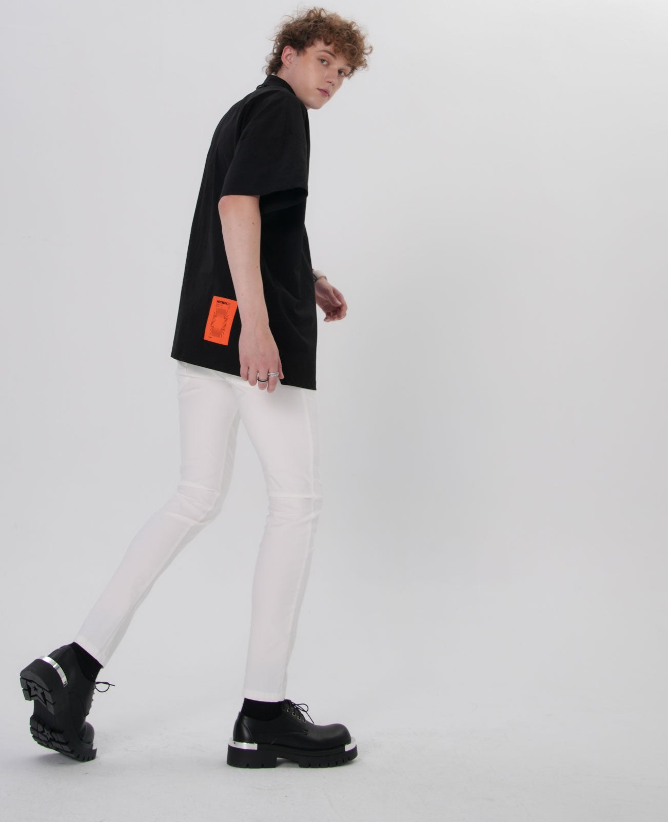 Plaid&Plain Men's White Skinny Stretchy Chinos| Slim Fit Slacks Tapered Trousers
